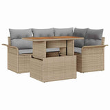 Set Divano da Giardino 5 pcs Beige Poly Rattan
