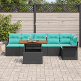 Set Divano da Giardino con archiviazione 7 pcs Nero Poly Rattan