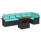Set Divano da Giardino con archiviazione 7 pcs Nero Poly Rattan
