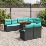 Set Divano da Giardino con archiviazione 9 pcs Nero Poly Rattan