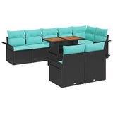 Set Divano da Giardino con archiviazione 9 pcs Nero Poly Rattan