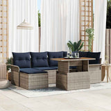 Set Divano da Giardino 7 pcs Grigio Poly Rattan