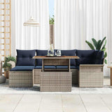 Set Divano da Giardino 7 pcs Grigio Poly Rattan