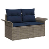 Set Divano da Giardino 7 pcs Grigio Poly Rattan