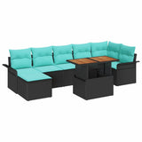 Set Divano da Giardino con archiviazione 8 pcs Nero Poly Rattan