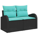Set Divano da Giardino con archiviazione 8 pcs Nero Poly Rattan