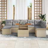 Set Divano da Giardino 9 pcs Beige Poly Rattan