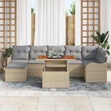 Set Divano da Giardino 8 pcs Beige Poly Rattan
