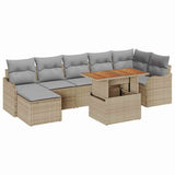 Set Divano da Giardino 8 pcs Beige Poly Rattan
