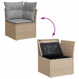 Set Divano da Giardino 8 pcs Beige Poly Rattan