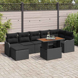Set Divano da Giardino con archiviazione 8 pcs Nero Poly Rattan