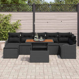 Set Divano da Giardino con archiviazione 8 pcs Nero Poly Rattan