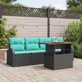 Set Divano da Giardino con archiviazione 5 pcs Nero Poly Rattan