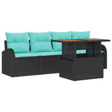 Set Divano da Giardino con archiviazione 5 pcs Nero Poly Rattan