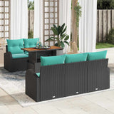 Set Divano da Giardino con archiviazione 6 pcs Nero Poly Rattan