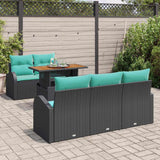 Set Divano da Giardino con archiviazione 6 pcs Nero Poly Rattan