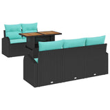 Set Divano da Giardino con archiviazione 6 pcs Nero Poly Rattan