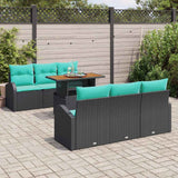 Set Divano da Giardino con archiviazione 7 pcs Nero Poly Rattan