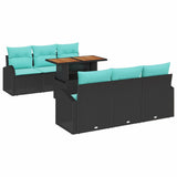 Set Divano da Giardino con archiviazione 7 pcs Nero Poly Rattan