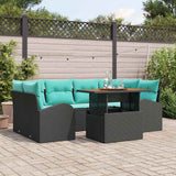 Set Divano da Giardino con archiviazione 7 pcs Nero Poly Rattan