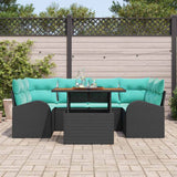 Set Divano da Giardino con archiviazione 7 pcs Nero Poly Rattan