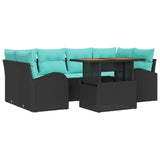Set Divano da Giardino con archiviazione 7 pcs Nero Poly Rattan