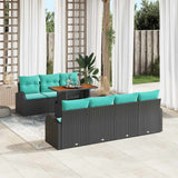 Set Divano da Giardino con archiviazione 8 pcs Nero Poly Rattan