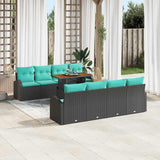 Set Divano da Giardino con archiviazione 9 pcs Nero Poly Rattan