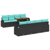 Set Divano da Giardino con archiviazione 9 pcs Nero Poly Rattan