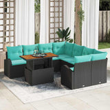Set Divano da Giardino con archiviazione 9 pcs Nero Poly Rattan
