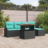 Set Divano da Giardino con archiviazione 6 pcs Nero Poly Rattan