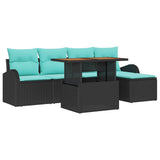 Set Divano da Giardino con archiviazione 6 pcs Nero Poly Rattan