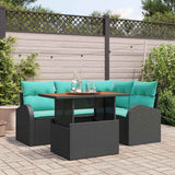 Set Divano da Giardino con archiviazione 5 pcs Nero Poly Rattan