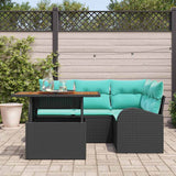 Set Divano da Giardino con archiviazione 5 pcs Nero Poly Rattan