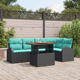 Set Divano da Giardino con archiviazione 6 pcs Nero Poly Rattan
