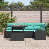 Set Divano da Giardino con archiviazione 6 pcs Nero Poly Rattan