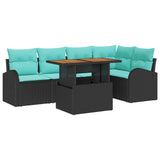 Set Divano da Giardino con archiviazione 6 pcs Nero Poly Rattan