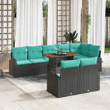 Set Divano da Giardino con archiviazione 9 pcs Nero Poly Rattan