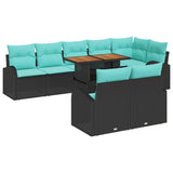 Set Divano da Giardino con archiviazione 9 pcs Nero Poly Rattan