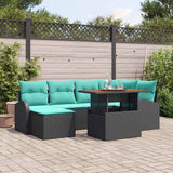Set Divano da Giardino con archiviazione 7 pcs Nero Poly Rattan
