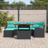 Set Divano da Giardino con archiviazione 7 pcs Nero Poly Rattan
