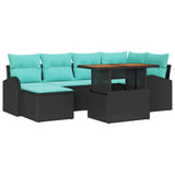 Set Divano da Giardino con archiviazione 7 pcs Nero Poly Rattan