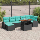 Set Divano da Giardino 8 pcs Nero Poly Rattan