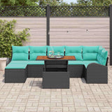 Set Divano da Giardino 8 pcs Nero Poly Rattan