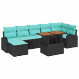 Set Divano da Giardino 8 pcs Nero Poly Rattan