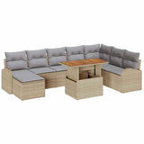 Set Divano da Giardino 9 pcs Beige Poly Rattan