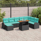 Set Divano da Giardino con archiviazione 9 pcs Nero Poly Rattan