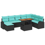 Set Divano da Giardino con archiviazione 9 pcs Nero Poly Rattan