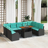 Set Divano da Giardino 10 pcs Nero Poly Rattan