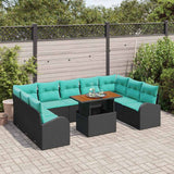 Set Divano da Giardino 10 pcs Nero Poly Rattan